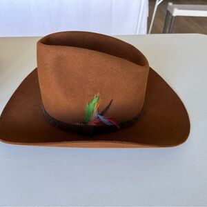 Stetson Tan Hat with Multicolor Feather